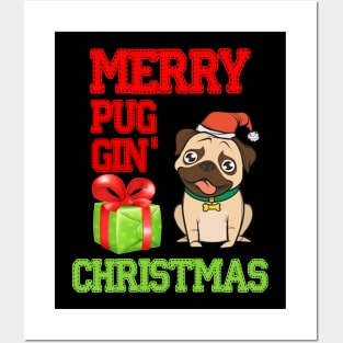 Merry Pug Gin Christmas Posters and Art